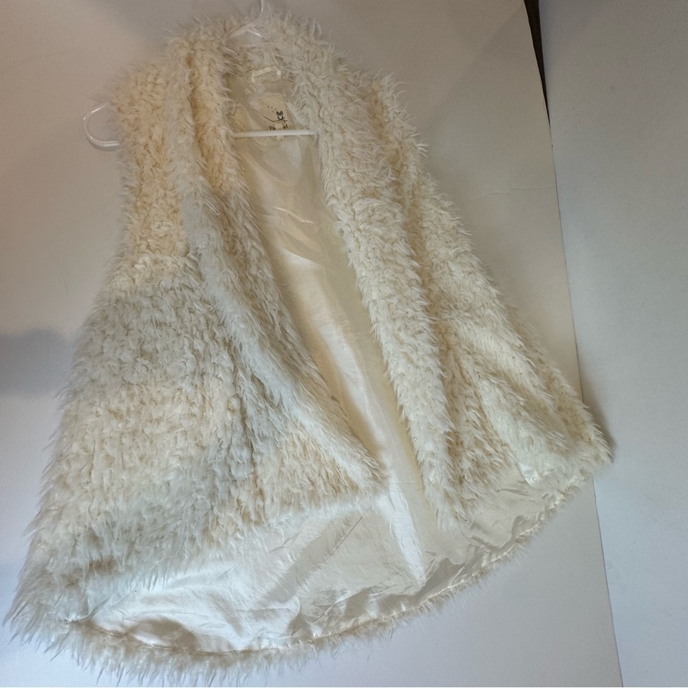 Pink Owl Faux Fur Swing Vest Ivory Size L - Picture 7 of 14